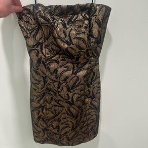 Reformation Gabby Dress, size 0, metallic gold and black pattern